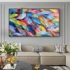 Handmade Oil Painting Abstract Colorful Feather Oil Painting on Canvas Large Wall Art Textured Original Painting Minimalist Art Custom Living Room Dec