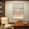 Hand Painted Oil Painting Large Sea Canvas Oil Painting Handmade Blue Sea Landscape Abstract White Wave Painting Textured Sea Painting Living Room Dec