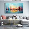 Hand Painted Oil Painting Original Sailboats Painting on Canvas Large Wall Art Abstract Colorful Painting Ocean Art Living room Wall Decor