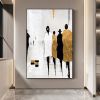 Hand Painted Oil Painting Abstract Figure Oil Painting on Canvas Original Gold Foil Acrylic Painting Custom Home Decor Living room Wall Decor Textured