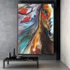 Hand Painted Oil Painting Abstract Oil Painting Camouflage Painting Art Horse Wall Art Picture Knife Canvas Acrylic Texture Colorful Animal Living Roo