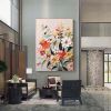 Hand Painted Oil Painting Original Floral Painting Abstract Flower oil Painting On Canvas Boho Wall Decor Large Textured Wall Art Custom Living room H