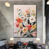 Hand Painted Oil Painting Original Floral Painting Abstract Flower oil Painting On Canvas Boho Wall Decor Large Textured Wall Art Custom Living room H