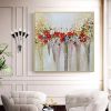 Oil Painting Hand Painted Square Still Life Floral / Botanical Modern Stretched Canvas Home Living Room Bedroom Luxurious Decoration Painting