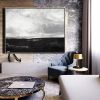 Hand Painted Abstract Oil Painting Black White Textured Abstract Wall Art Picture Living Room Bedroom Wall Decor Frameless